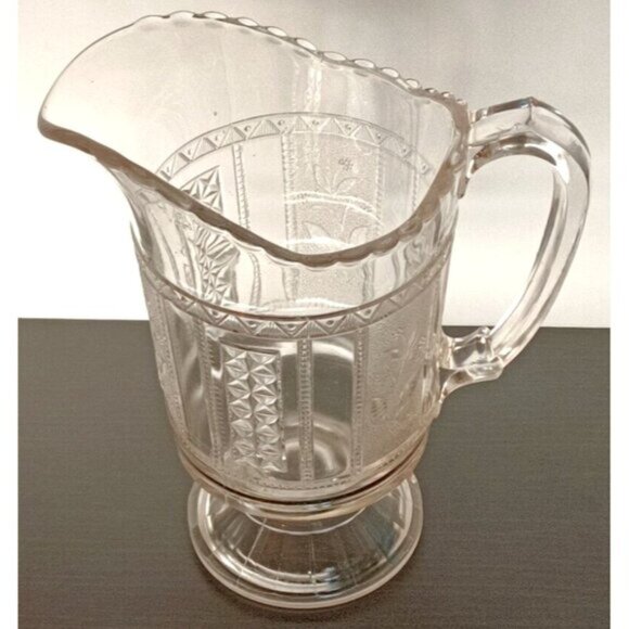 EAPG Antique Bryce Brothers Glass Pitcher Forget Me Not Water Pitcher Victorian - Picture 2 of 11